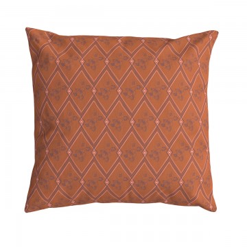 Cuscino da divano quadrato HINDI arancione 40 x 40 cm: motivo floreale e geometrico disegnato a mano