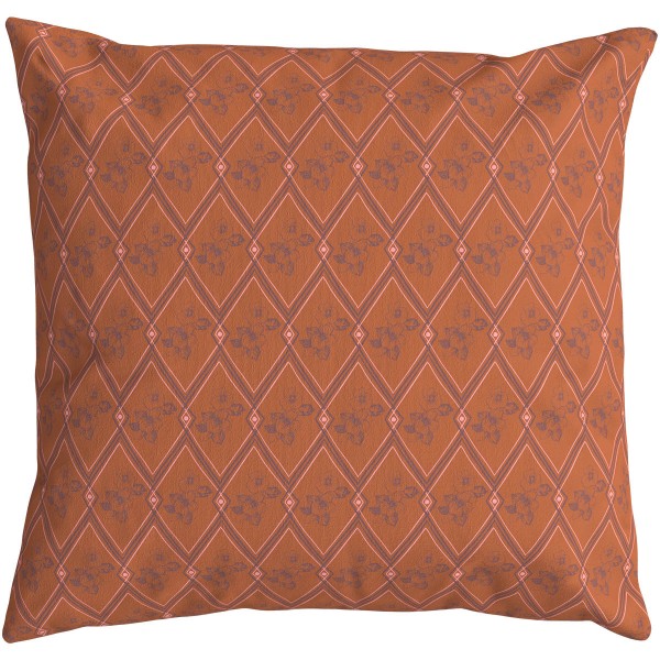 Cuscino da divano quadrato HINDI arancione 50 x 50 cm: motivo floreale e geometrico disegnato a mano