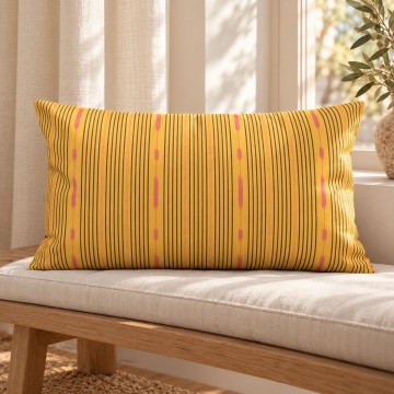PALOMA yellow rectangular cushion cover 30 x 50 cm: hand-drawn striped pattern 2