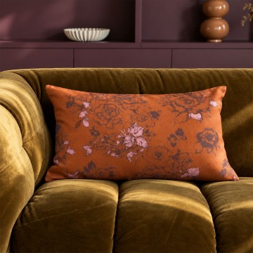 Cuscino da divano rettangolare AIMI arancione 30 x 50 cm: motivo floreale disegnato a mano 2