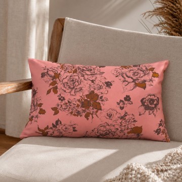 Cuscino da divano rettangolare AIMI rosa 30 x 50 cm: motivo floreale disegnato a mano 2
