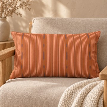 PALOMA orange rectangular scatter cushion 30 x 50 cm: hand-drawn striped pattern 2