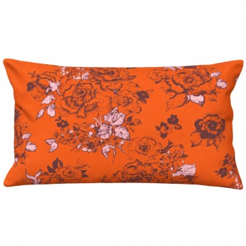 Housse de coussin rectangulaire AIMI orange 30 x 50 cm : motif floral dessiné à la main