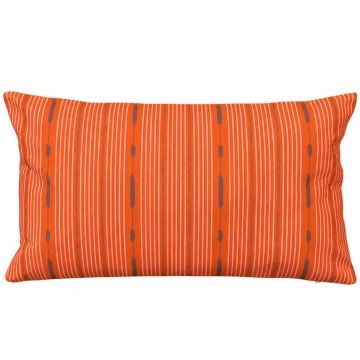Coussin de canapé rectangulaire PALOMA orange 30 x 50 cm : motif à rayures dessiné à la main