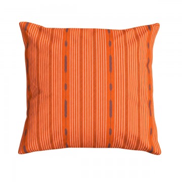 Coussin de canapé carré PALOMA orange 40 x 40 cm : motif à rayures dessiné à la main