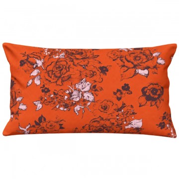 AIMI orange rectangular scatter cushion 30 x 50 cm: hand-drawn floral pattern