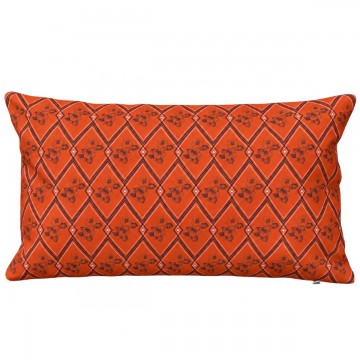 HINDI orange rectangular cushion cover 30 x 50 cm: hand-drawn floral and geometric pattern