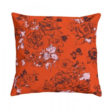 AIMI orange square scatter cushion 40 x 40 cm: hand-drawn floral pattern