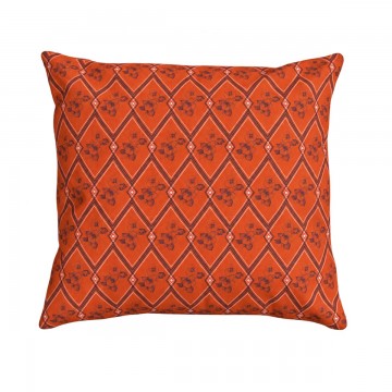 HINDI orange square cushion cover 40 x 40 cm: hand-drawn floral and geometric pattern