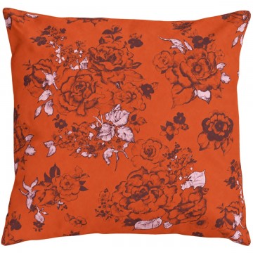 AIMI orange square scatter cushion 50 x 50 cm: hand-drawn floral pattern