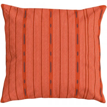 Funda de cojín cuadrada PALOMA naranja 50 x 50 cm: motivo de rayas dibujado a mano