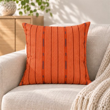 Fodera per cuscino quadrata PALOMA arancione 40 x 40 cm: motivo a righe disegnato a mano 2